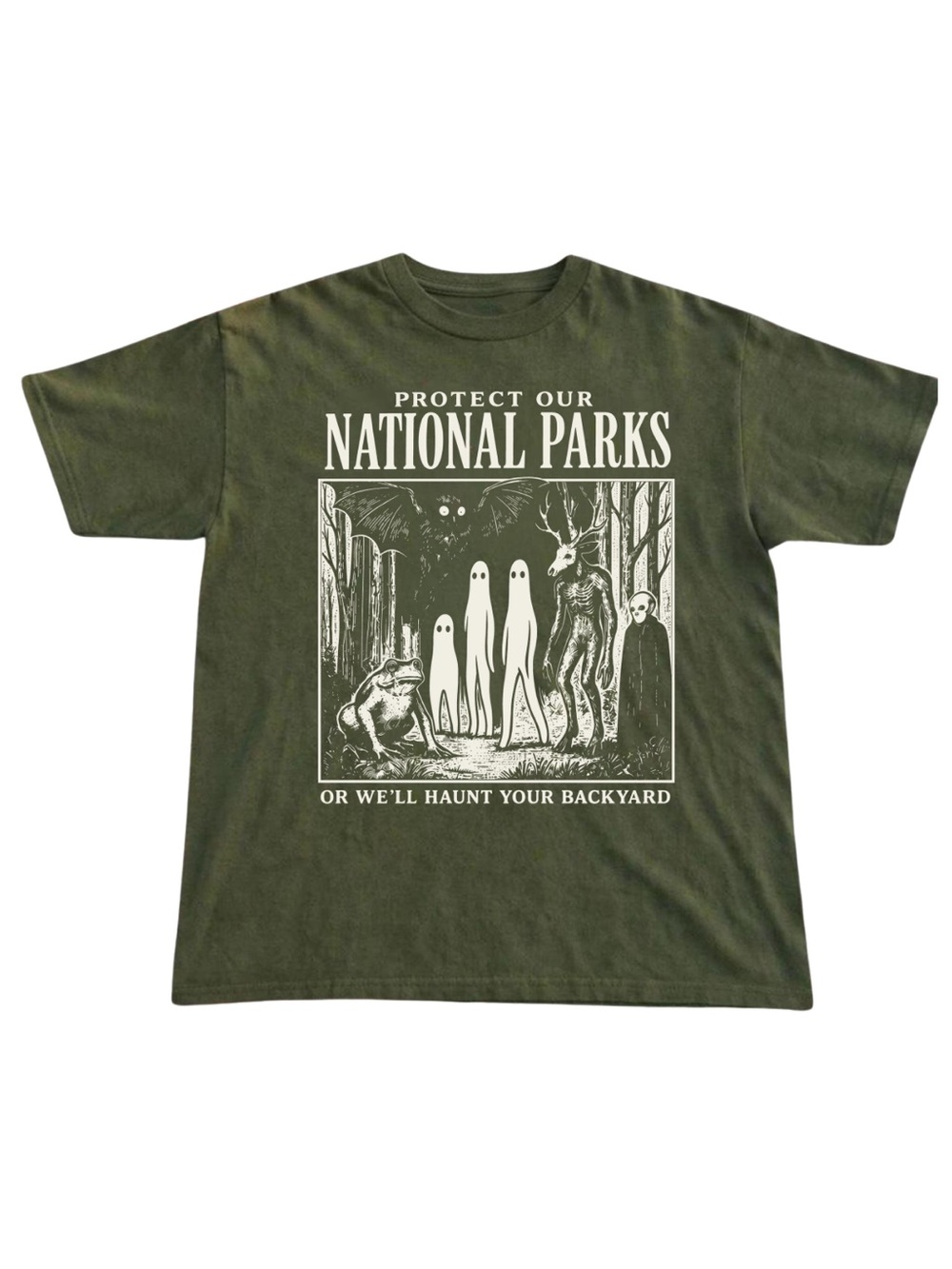Gildan Protect Our National Parks Graphic Tee - Olive Green